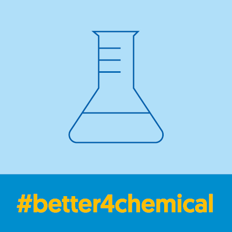 Allgemeine Startseite für die chemische Industrie icon and hashtag better4chemical square