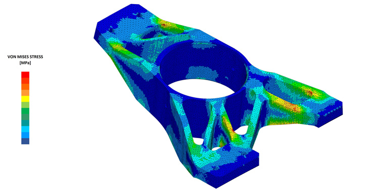 Von-Mises-Spannungsdiagramm einer Rennwagen-Aufhängung